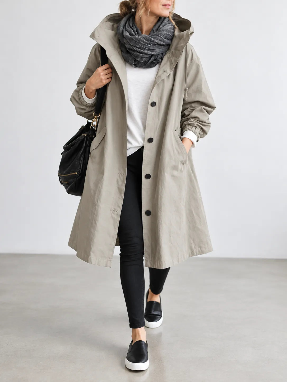 Maisie | Oversized Hooded Button-Front Coat
