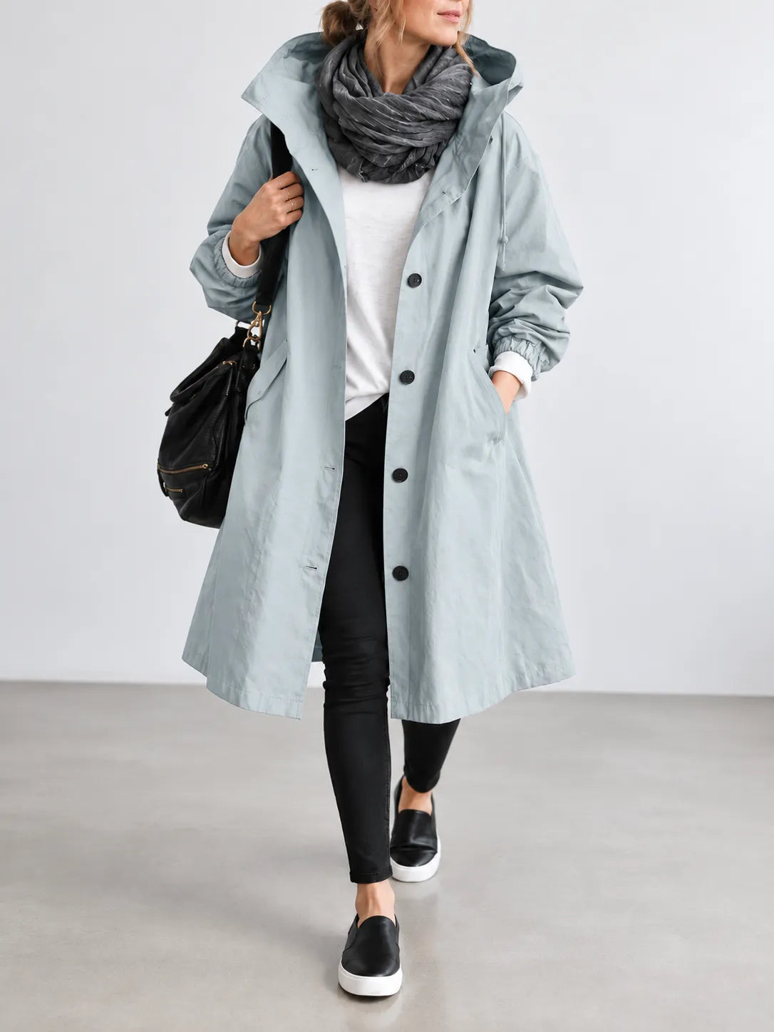 Maisie | Oversized Hooded Button-Front Coat