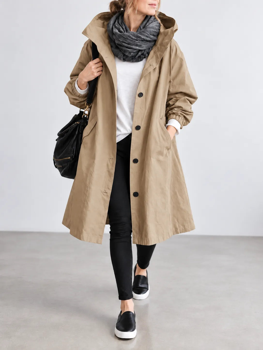 Maisie | Oversized Hooded Button-Front Coat