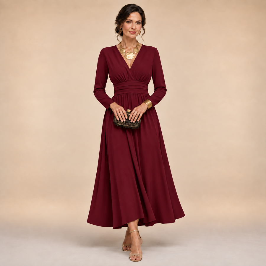 The Isabella Long Sleeve Wrap Dress – Timeless Elegance with a Flattering Defined Waist