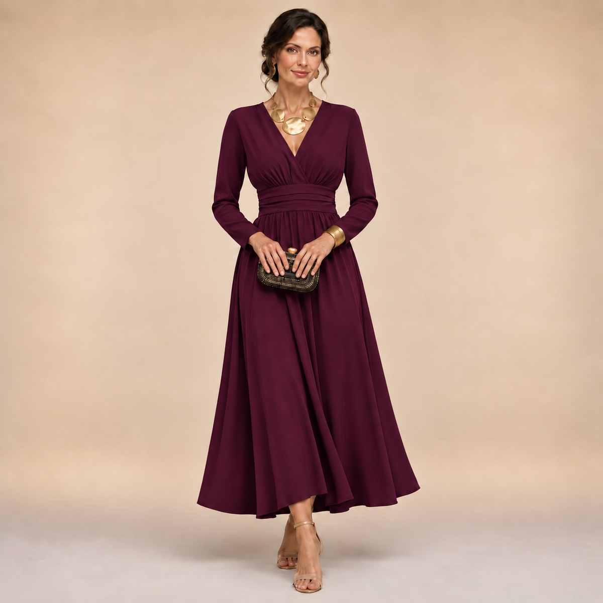 The Isabella Long Sleeve Wrap Dress – Timeless Elegance with a Flattering Defined Waist