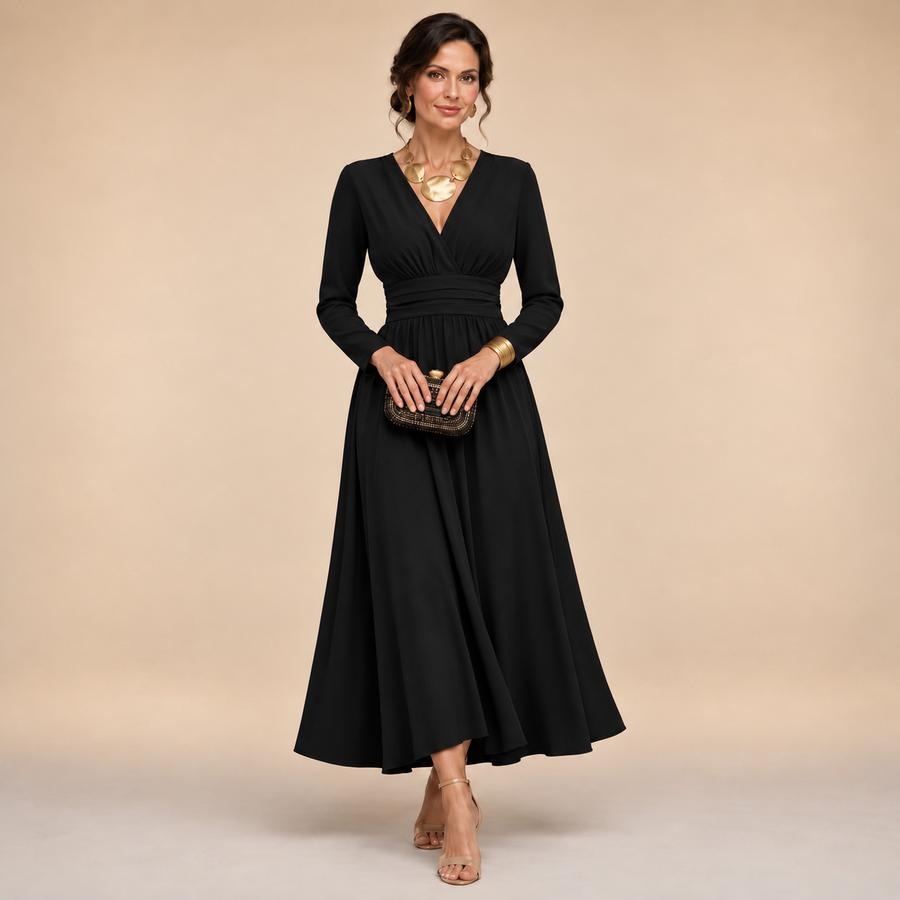 The Isabella Long Sleeve Wrap Dress – Timeless Elegance with a Flattering Defined Waist