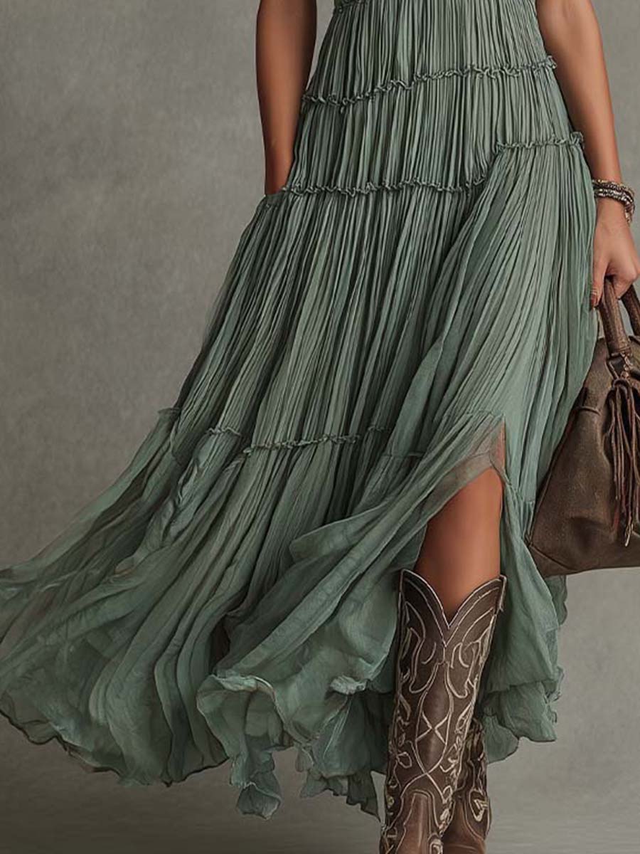 Ava | Gathered V-Neck Maxi Dress for Women