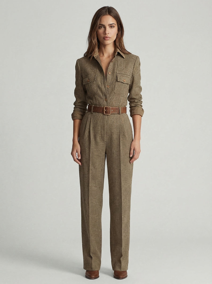 Celia | Checked Wide-Leg Jumpsuit for Women